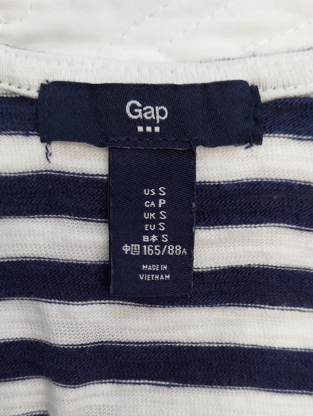 LGAP Sleeveless Soft Striped Elastic Waist Dress, Navy, White, Nautical, Size S - Picture 4 of 6